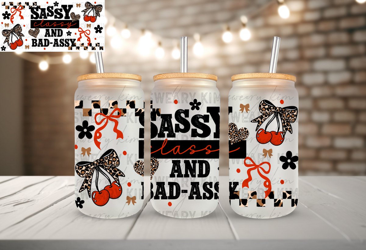 Exclusive Smart Assy Leopard Cherries UV Dtf 16oz glass can wrap