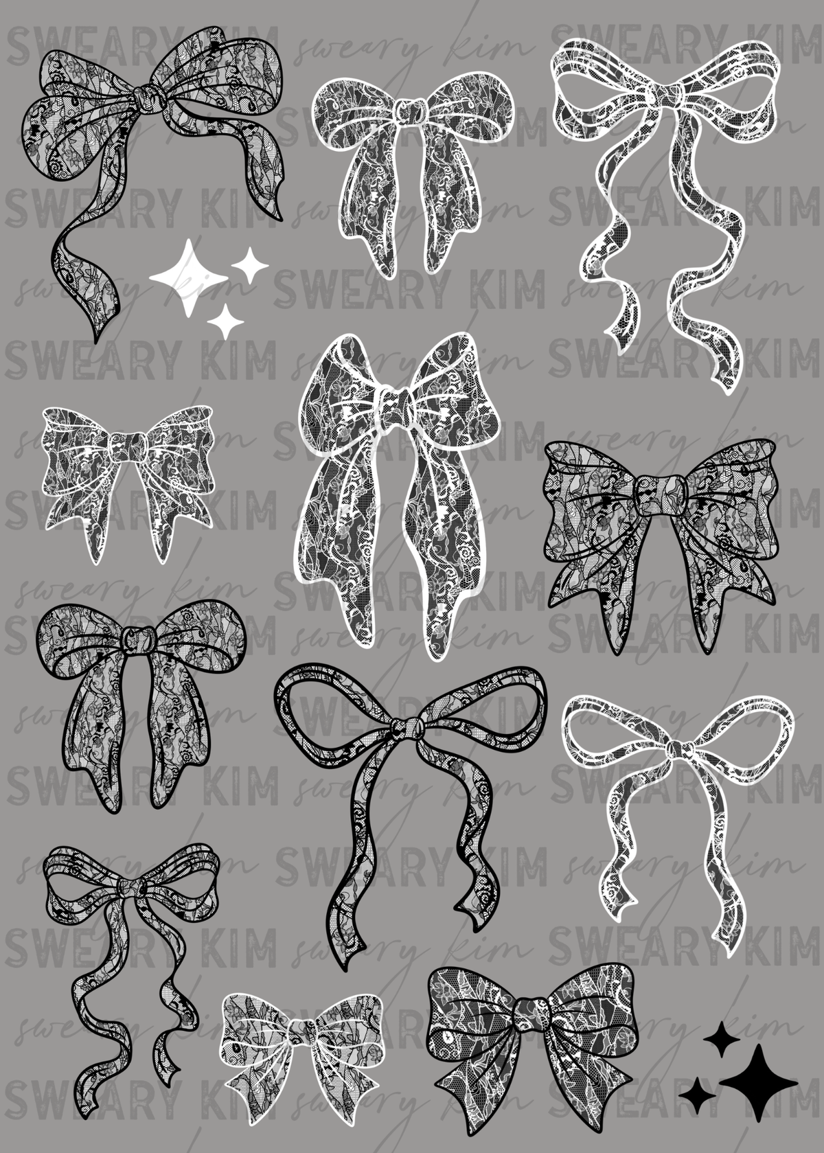 Exclusive Lacey Bows UV Dtf Element Sheet