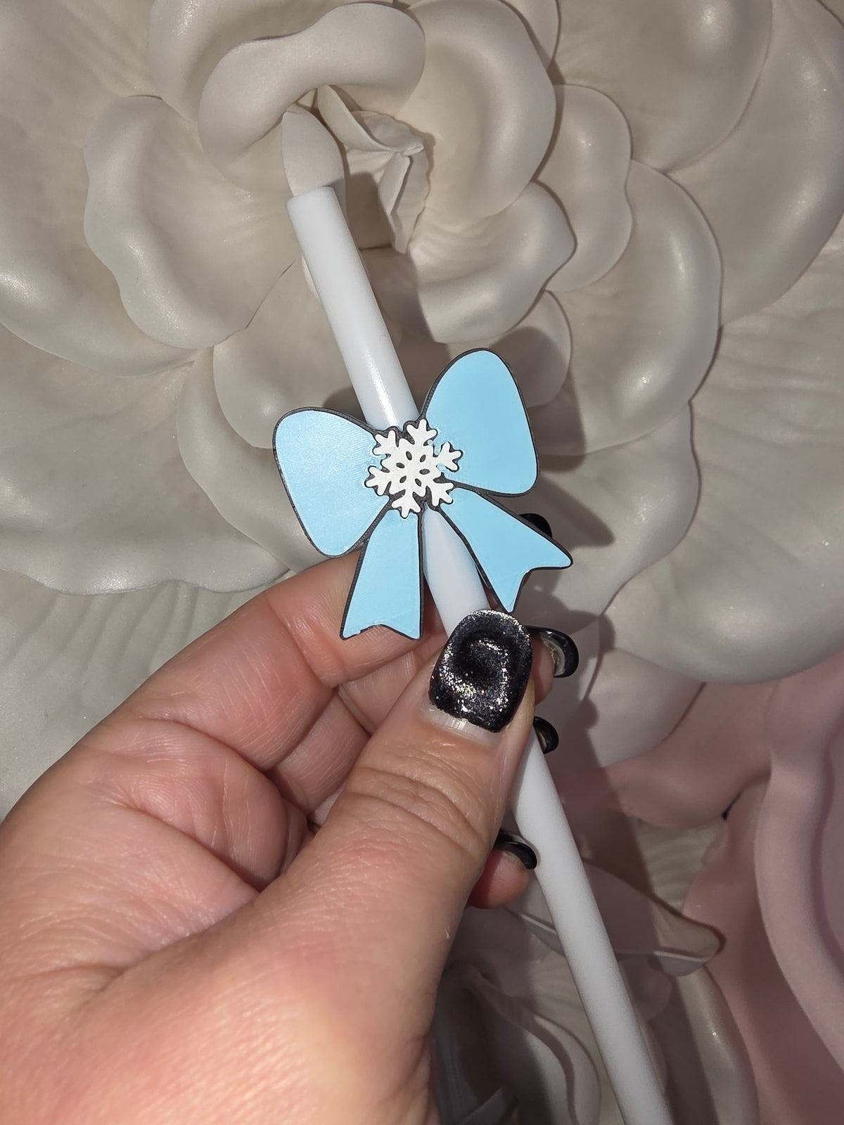 Snowflake Bow Straw Topper