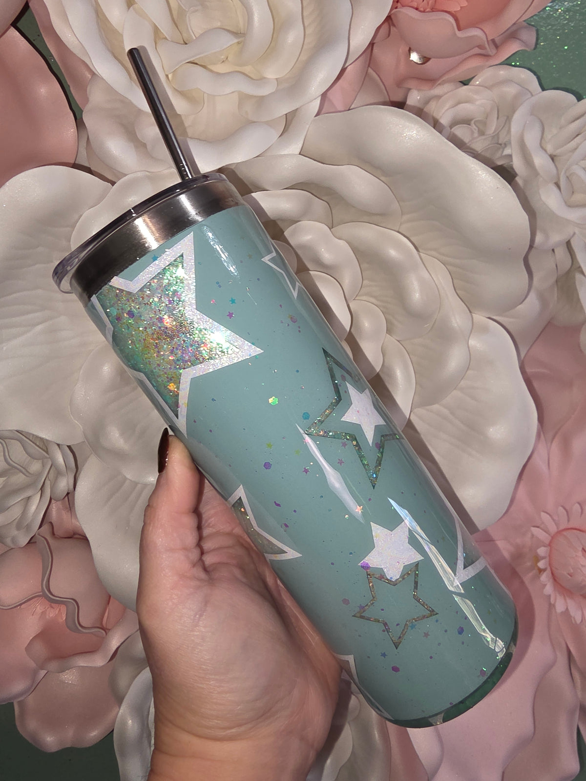Starry Glitter Snow Globe Tumbler