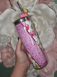 20oz Cherry Snow Globe Glitter Tumbler