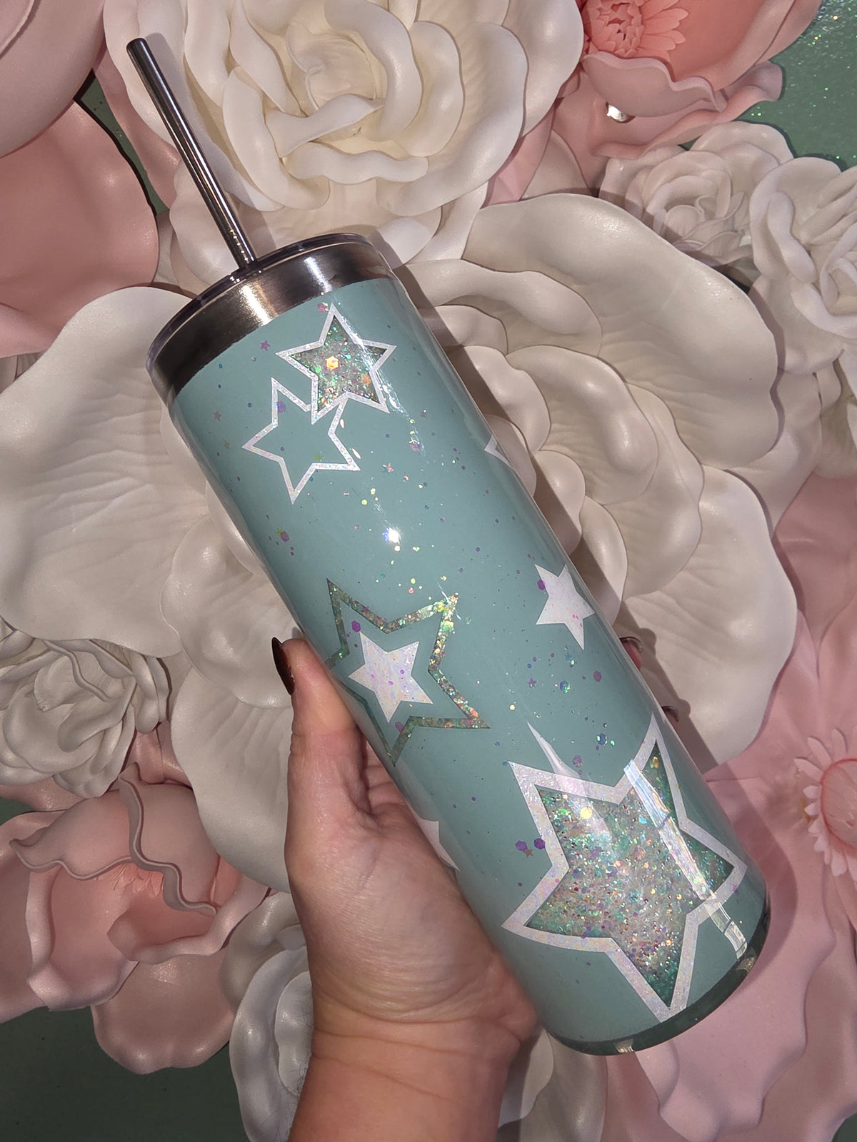 Starry Glitter Snow Globe Tumbler