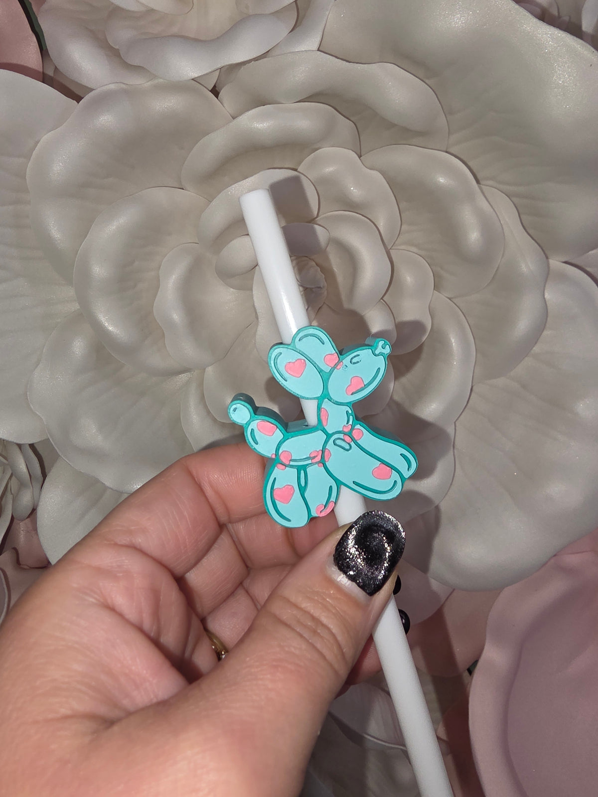 Heart Balloon Dog Straw Topper