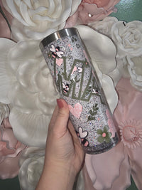 20oz Mama Pink & Green Glitter Snow Globe Tumbler