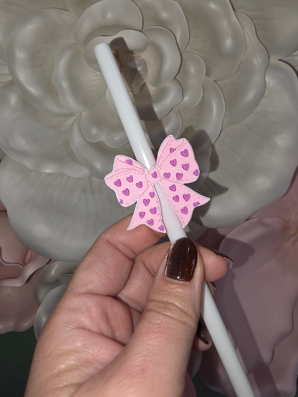 Heart Bow Straw Topper