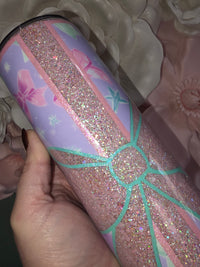 Pink Glitter Gift Bow Epoxy Tumbler