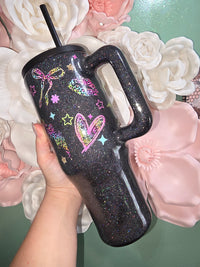 40oz Rainbow Leopard Mama Glitter Epoxy Tumbler