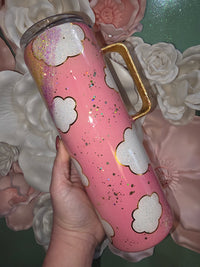 30oz Pink Rainbow Cloud Glitter Epoxy Tumbler