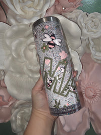 20oz Mama Pink & Green Glitter Snow Globe Tumbler
