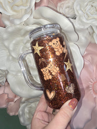Leopard Print Bear Snow Globe Tumbler w/ Handle