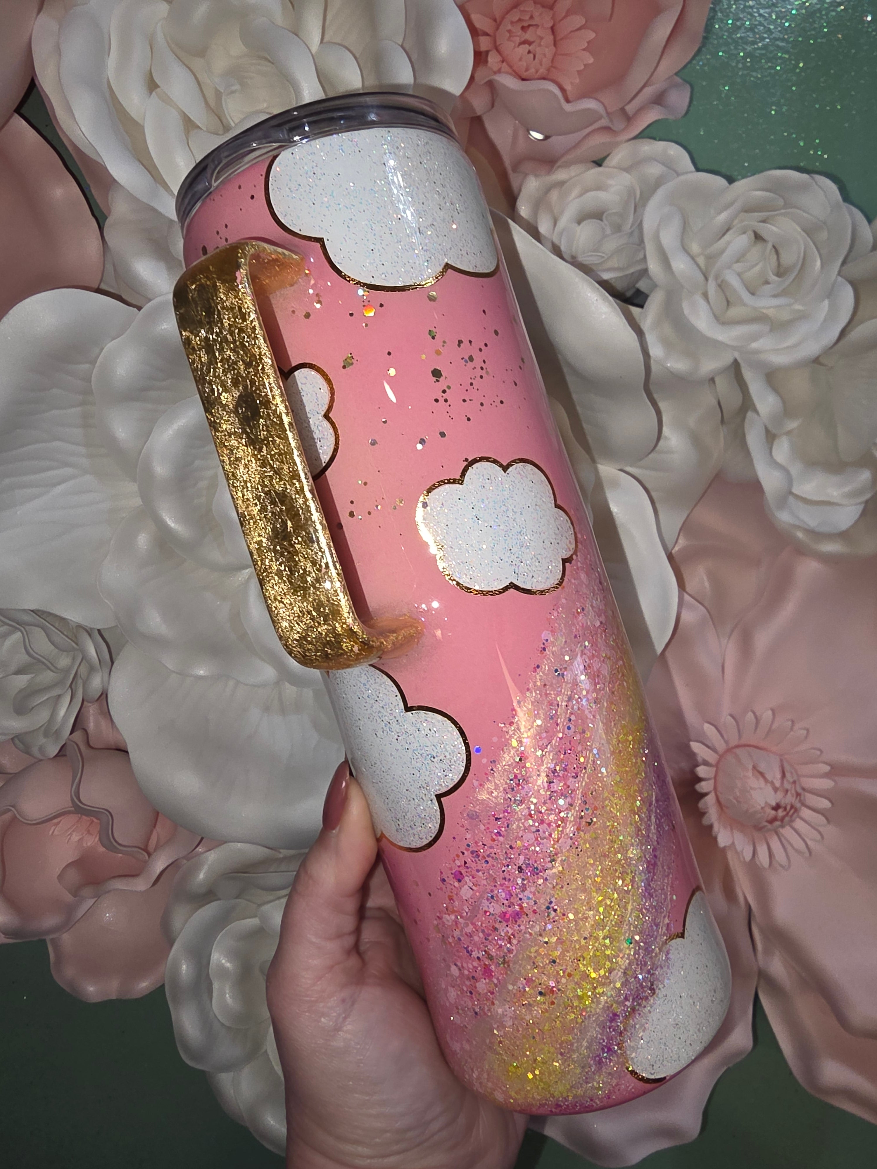30oz Pink Rainbow Cloud Glitter Epoxy Tumbler – Sweary Kim