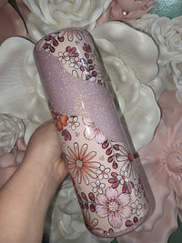 30oz Floral Glitter Accent Epoxy Tumbler With Handle
