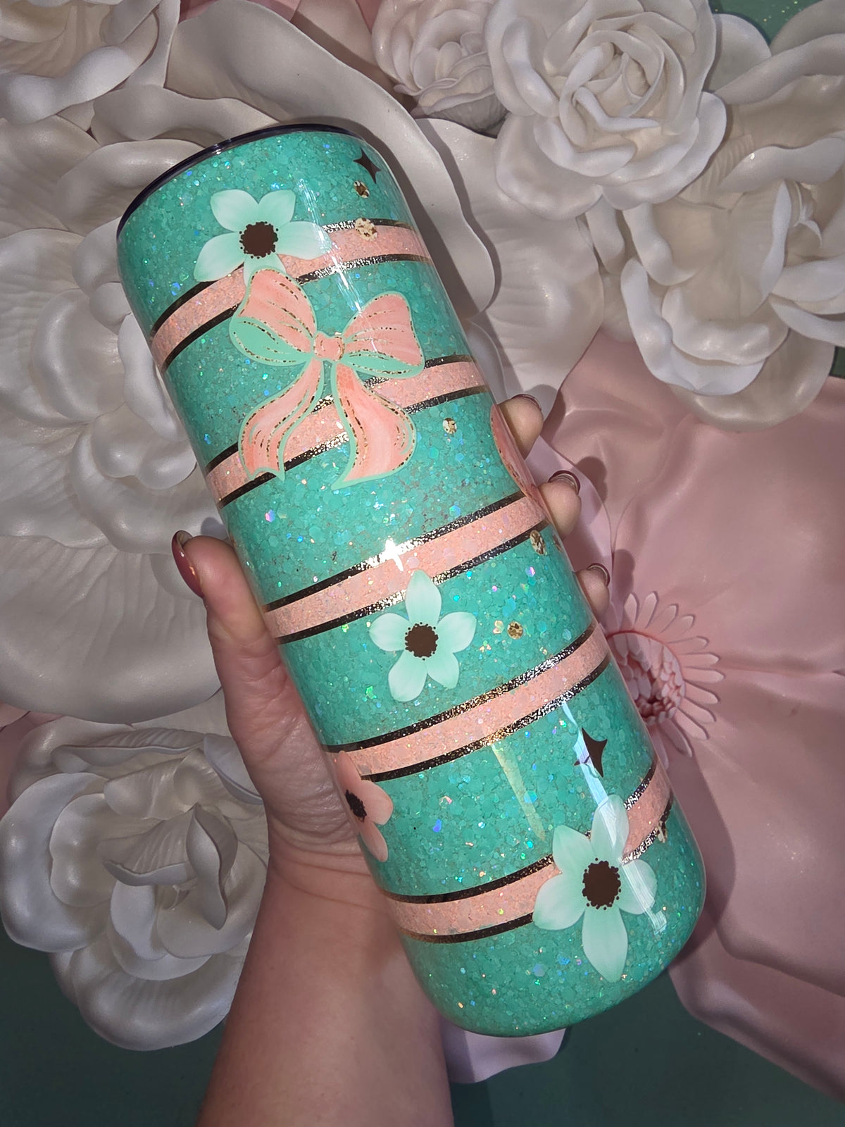 Just Peachy Glitter Epoxy Tumbler
