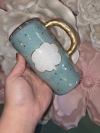 16oz Mint Rainbow Cloud Glitter Epoxy Tumbler
