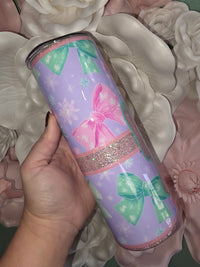 Pink Glitter Gift Bow Epoxy Tumbler