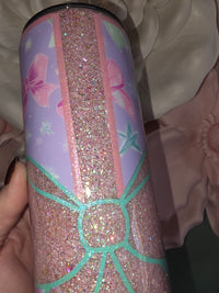 Pink Glitter Gift Bow Epoxy Tumbler
