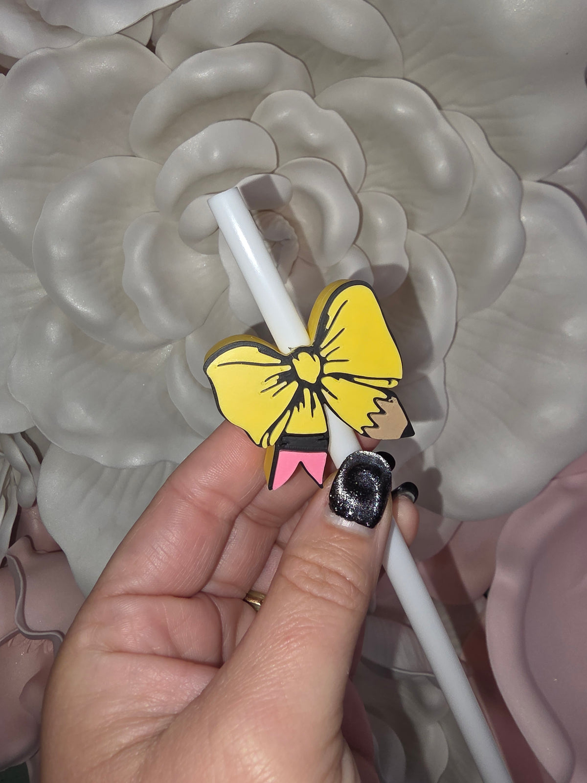 Pencil Bow Straw Topper