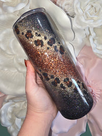 Leopard Swirl Glitter Epoxy Tumbler