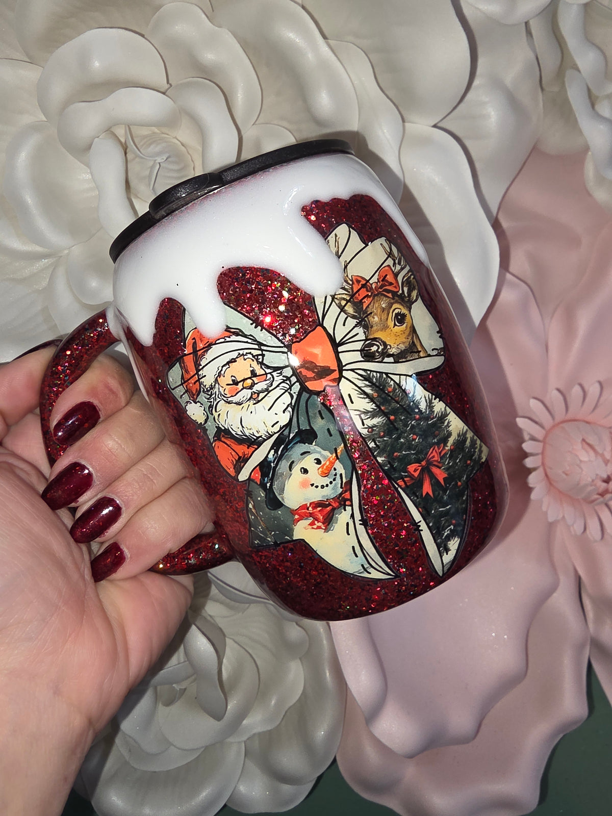 Classic Christmas Bow Glitter Epoxy Mug