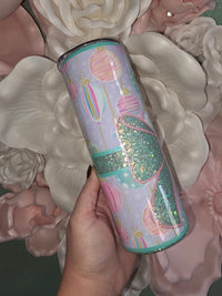 Minty Green Glitter Gift Bow Epoxy Tumbler