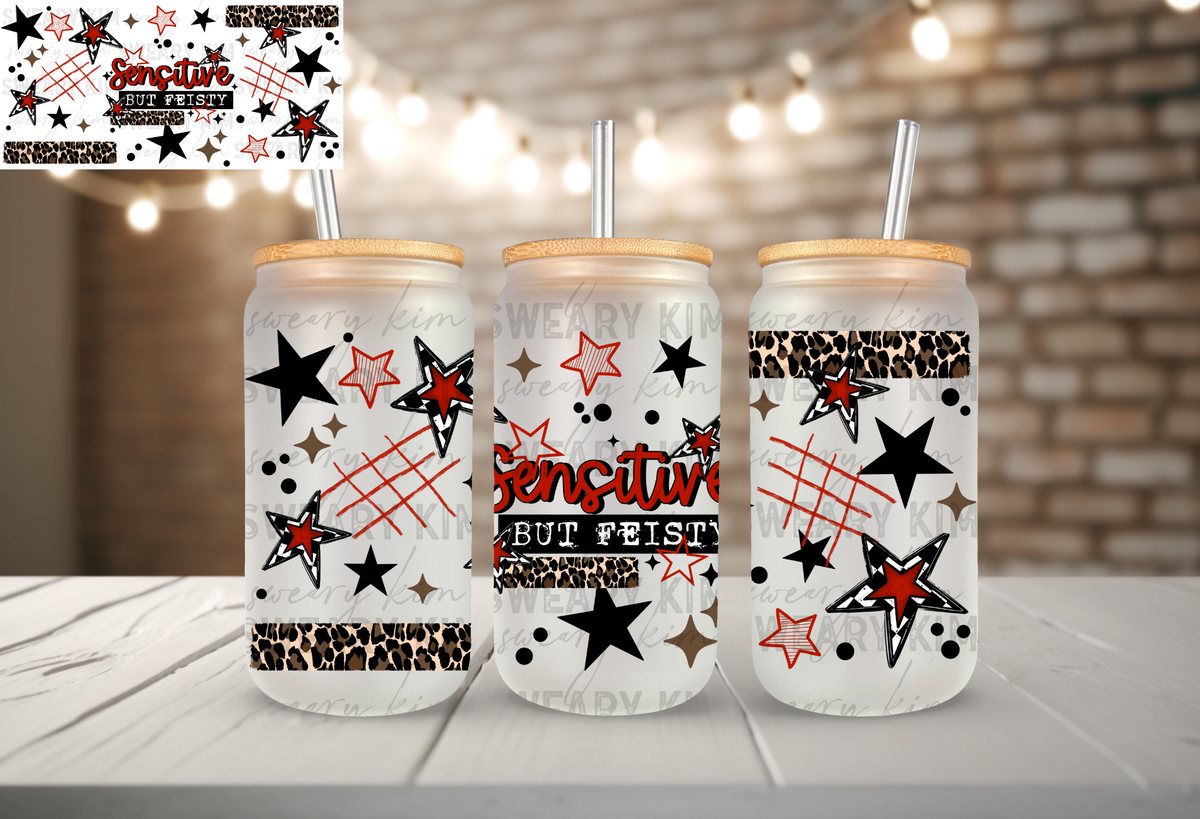 Sensitive But Fiesty UV Dtf 16oz glass can wrap