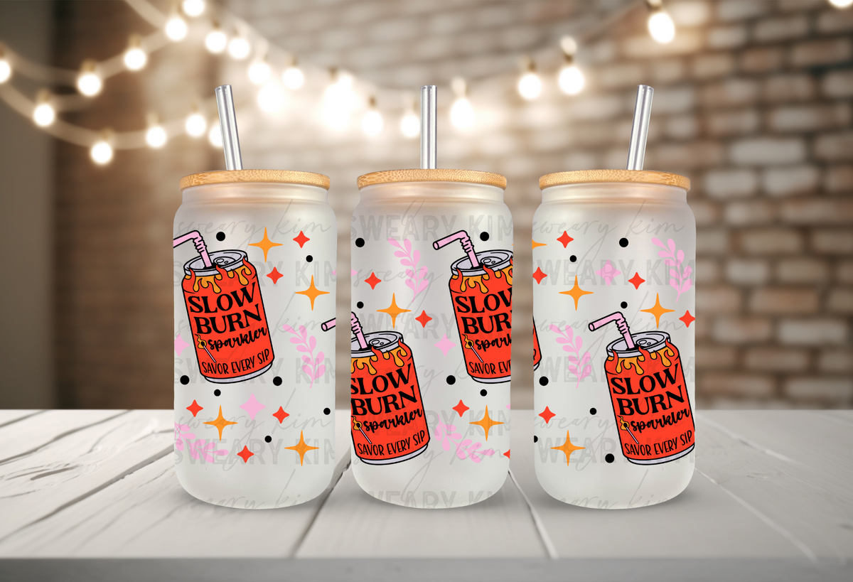 Slow Burn Sparkler Pop Can UV Dtf 16oz glass can wrap
