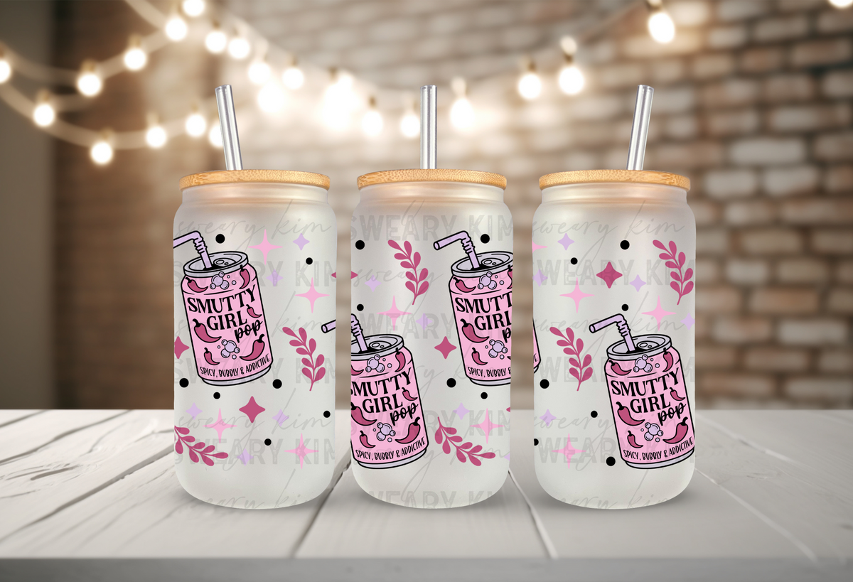 Smutty Girl Pop Can UV Dtf 16oz glass can wrap