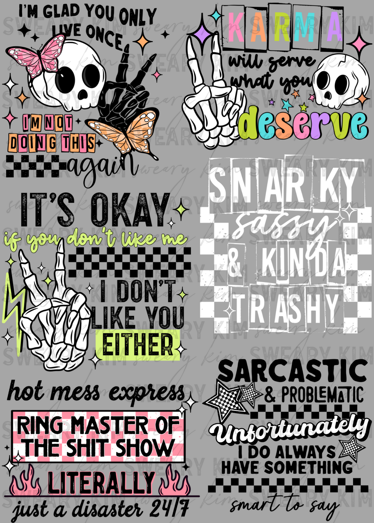 Sassy Colorful & Retro Decals UV Dtf Element Sheet
