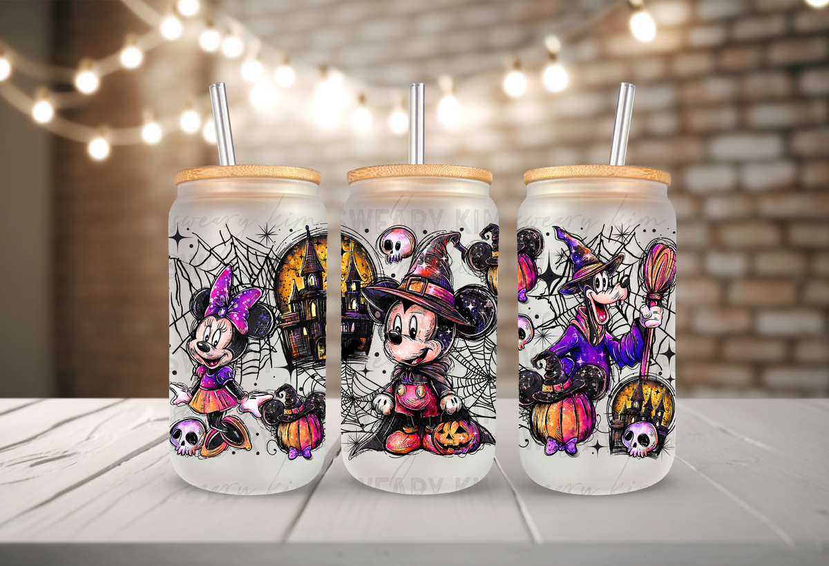 Witchy Spooky Mouse UV Dtf 16oz glass can wrap
