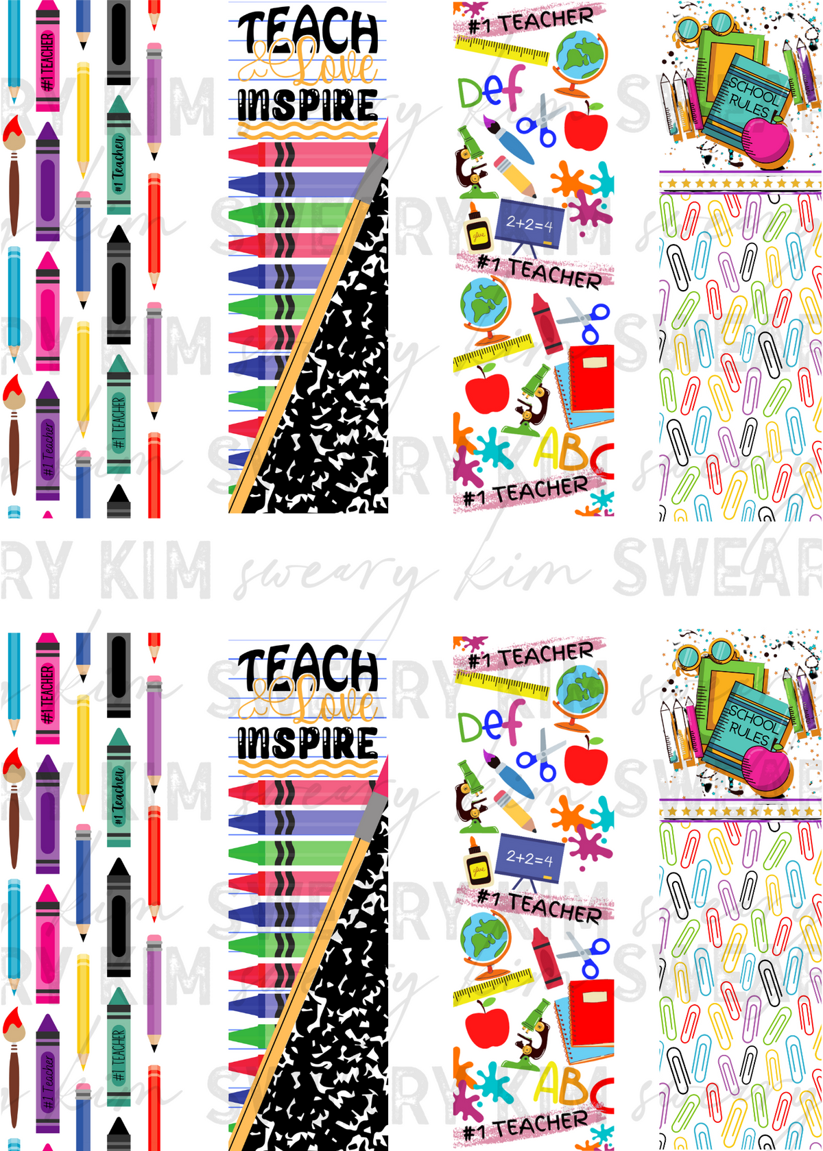 Teacher & School Pen Wraps UV Dtf Element Sheet