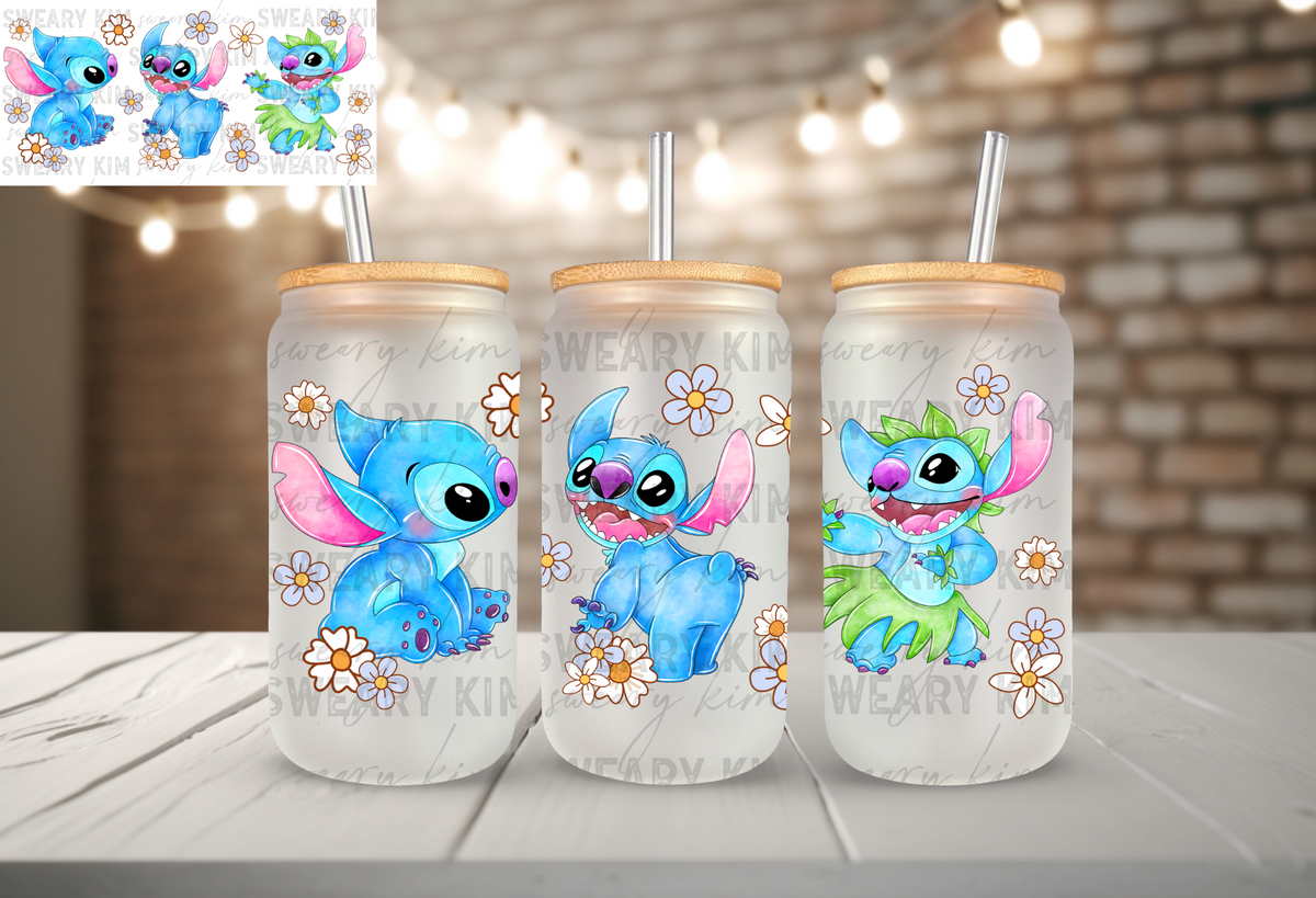 Dancing Stitches UV Dtf 16oz glass can wrap