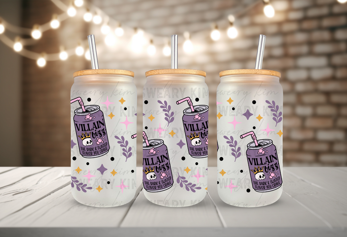 Villain Fizz Pop Can UV Dtf 16oz glass can wrap