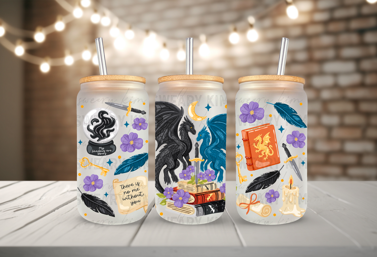 Romantasy Heart Of Dragons UV Dtf 16oz glass can wrap