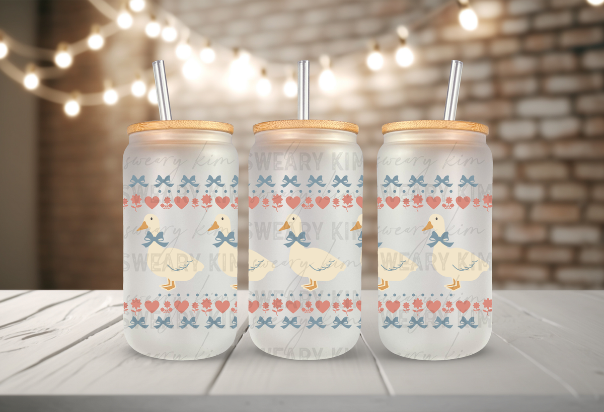 Vintage Geese UV Dtf 16oz glass can wrap