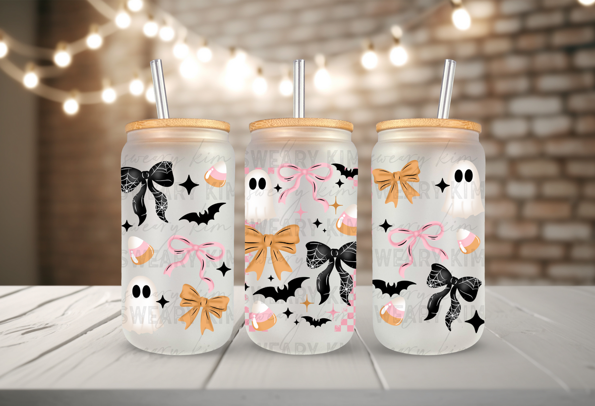 Dainty Girly Spooky Things UV Dtf 16oz glass can wrap