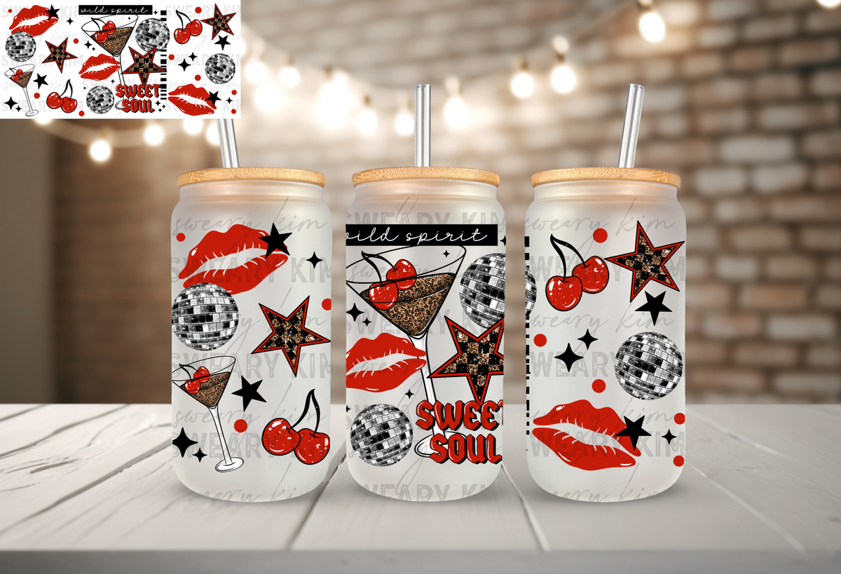 Wild Spirit Sweet Soul UV Dtf 16oz glass can wrap