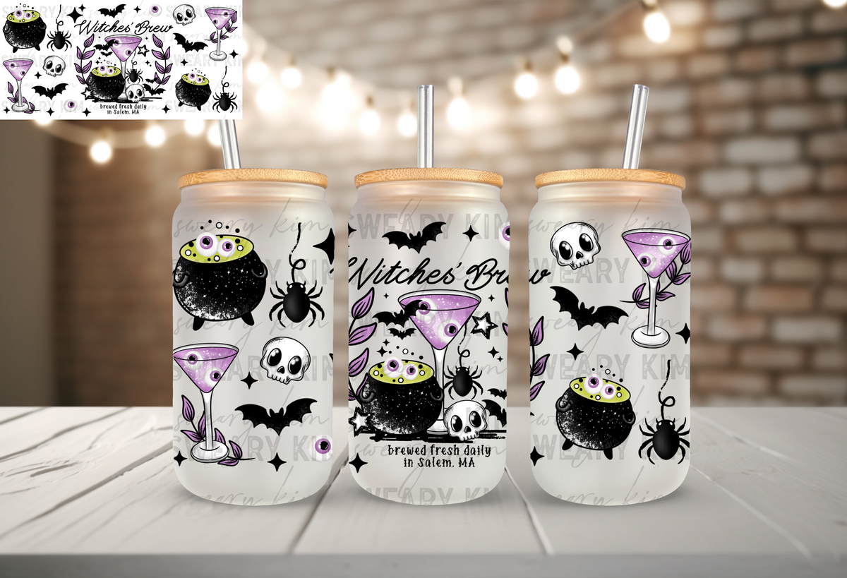 Witches Brew Martini's UV Dtf 16oz glass can wrap
