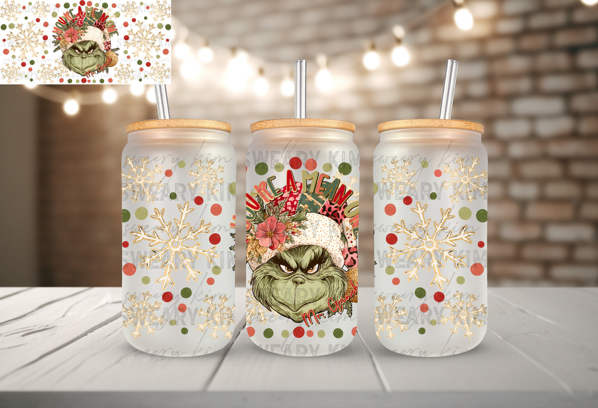 You're A Mean One Mr UV Dtf 16oz glass can wrap